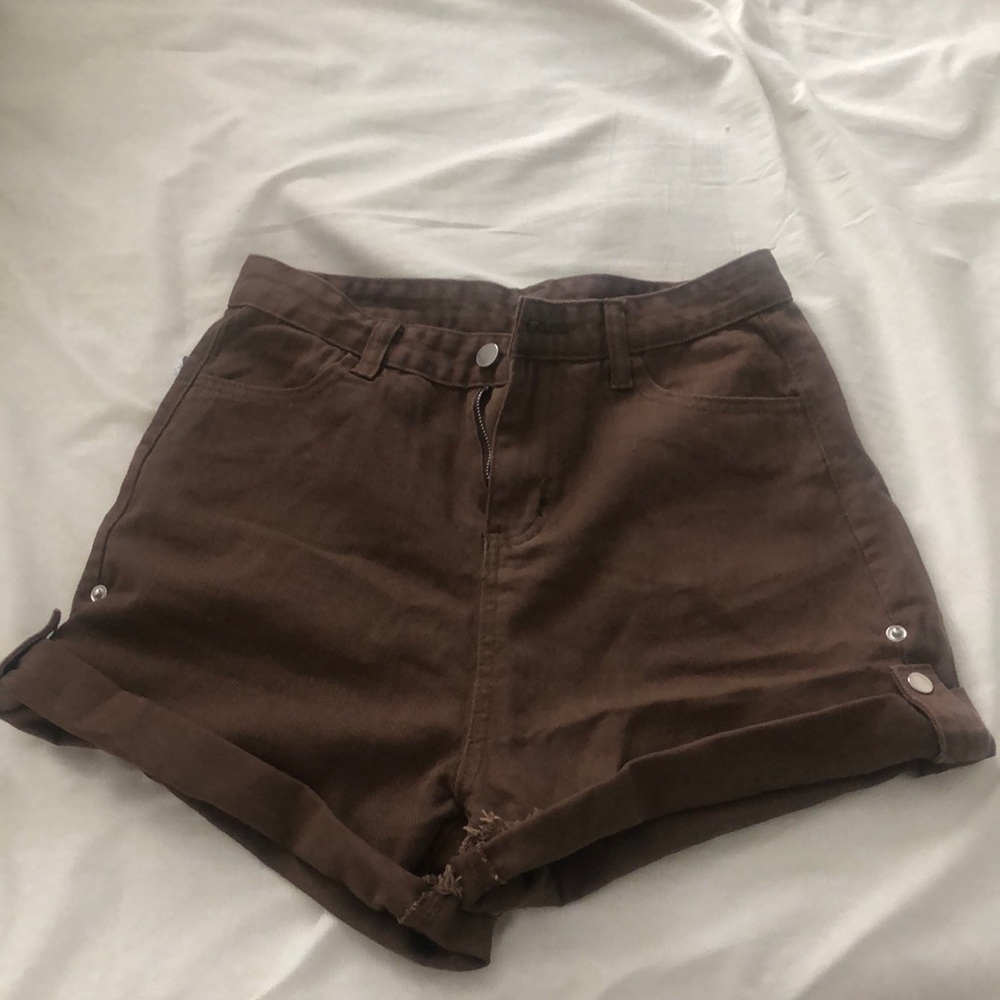Brown high waisted shorts